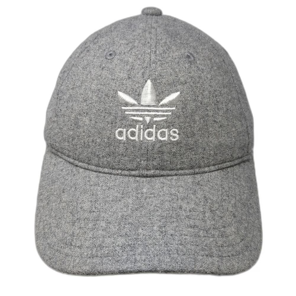 Adidas Baseball Cap Gray One Size Wool Blend Trefoil Embroidered Slideback Hat